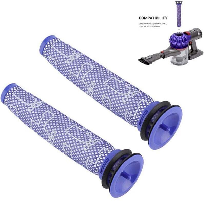 Packung mit 2 waschbaren Vorfiltern für DYSON V6 V7 V8 DC62 DC61 DC58 DC59 DC74 Handstaubsauger