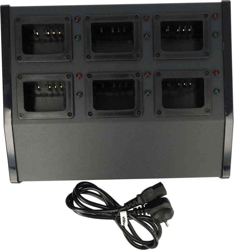 6-fach Ladegerät kompatibel mit Kenwood KNB-24L, KNB-24, KNB-24Li Funkgerät-Akkus - Ladestation + Stromkabel, 12 v, 6 a ...