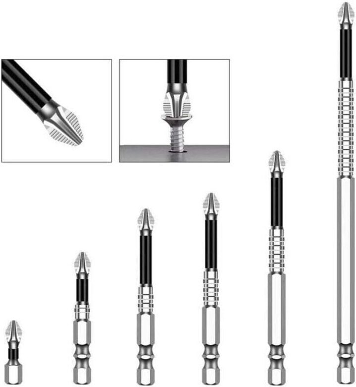 Set di 6 punte magnetiche per avvitatore elettrico, in lega di acciaio, per avvitatore a percussione