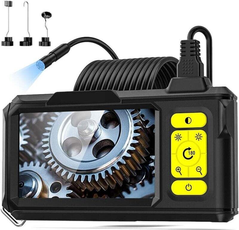Vtizikl Endoscope HD 1080P avec 8 LEDs, Caméra d'Inspection 4,3" IP67 étanche, Câble Semi-Rigide 5m - Idéal pour Mécaniq...