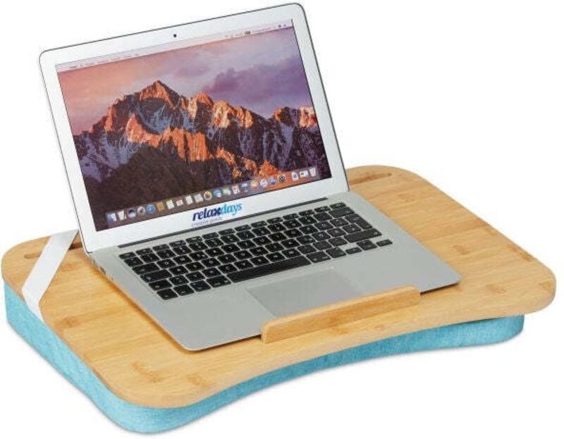 Blue lapdesk with bamboo tray