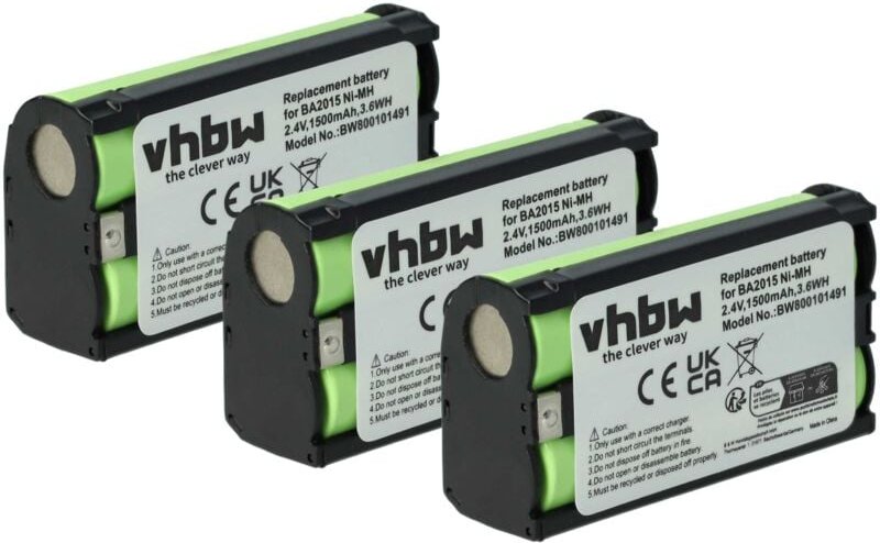 vhbw 3x Akku kompatibel mit Sennheiser EW 300 G2, EW 300 G4, EW 182 G4, EW 300 IEM G3 Wireless Headset Kopfhörer (1500 m...