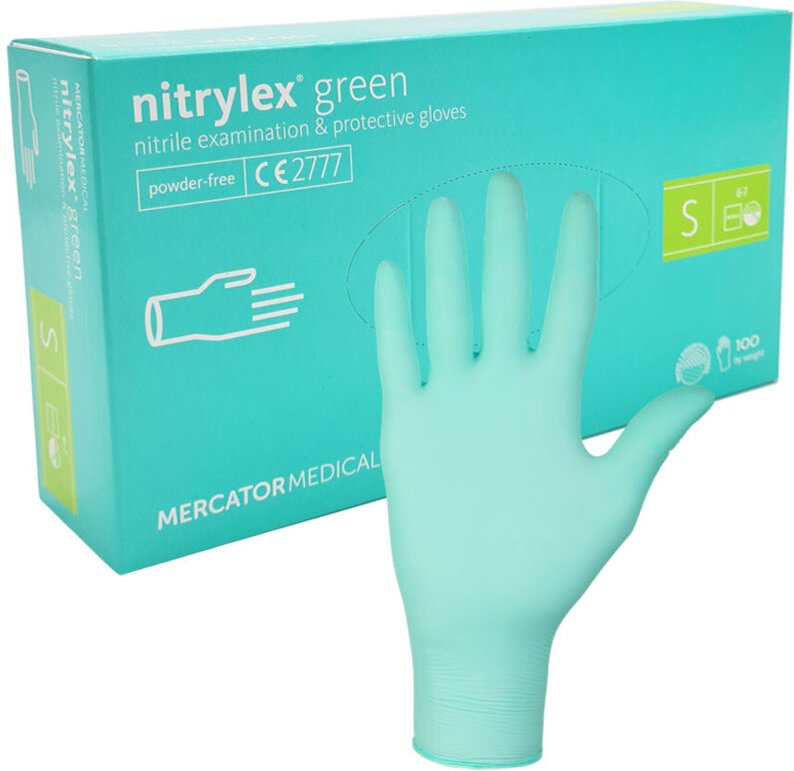 Mercator Nitrylex Grüne Nitrilhandschuhe Größe S, grün, 100 Stück