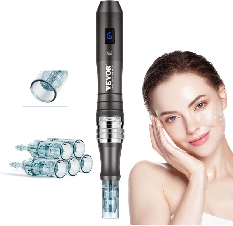VEVOR Professioneller Microneedling-Stift, elektrischer Derma-Pen mit 5 x 16-poligen Einwegkartuschen, 6-Gang-Dermapen-S...