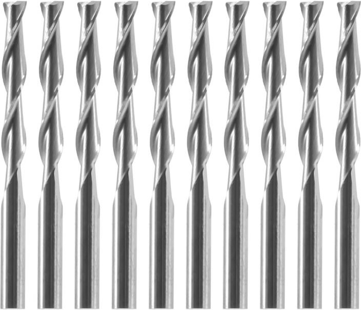 10x1/8 zoll 3,175mm Hartmetall cnc Doppel Zwei Flöte Spirale Bits Ende Mühle Router 22mm
