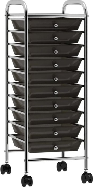 Prolenta Premium Schubladenwagen mit 10 Schubladen Schwarz