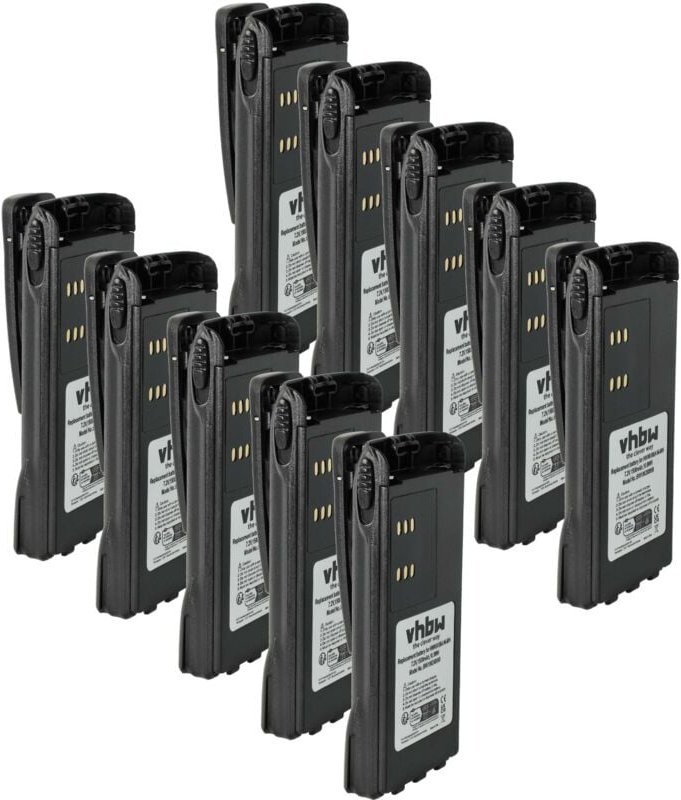 vhbw 10x Akku Ersatz für Motorola PMNN4045, HNN9013A, HNN9013B für Funkgerät, Walkie Talkie (1500 mAh, 7,2 V, NiMH) + Gü...