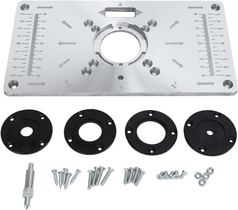 Einlageplatte aus Aluminiumlegierung mit 4 Ringen für die Holzwerkbank, 235 mm x 120 mm x 8 mm