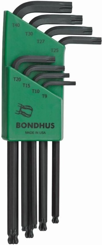 Set mit 8 Winkelschlüsseln Torx Kugelspitze T9-T40 Bondhus 11332