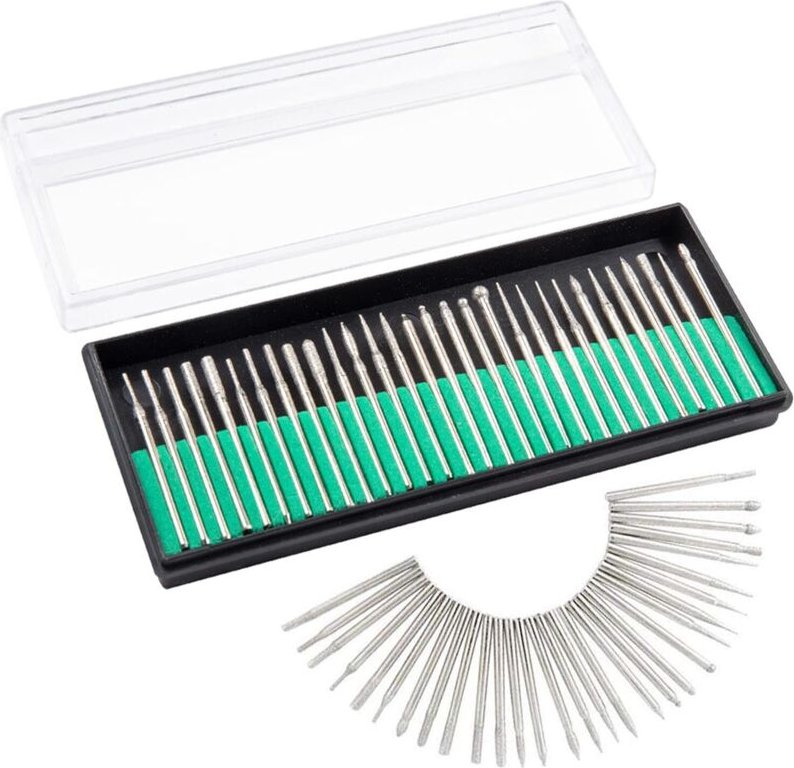 30 Stück Diamantfräser, 3 mm Schaft, Diamantfräser, Bohrer, Rotationsfräser zum Schleifen von Glas, Edelsteinen, Metall,...