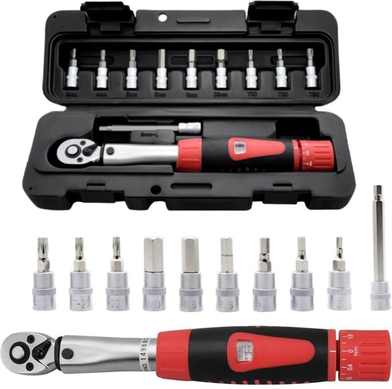 1/4 Zoll Drehmomentschlüssel, Genauigkeit ± 3 % Steckschlüsselsatz für Fahrrad und Motorrad 2-24 nm Drehmomentreparaturw...