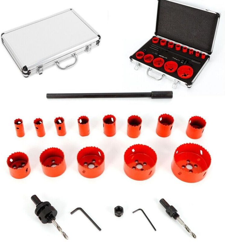Bimetall-Lochsägen-Set Allzweck-Lochsägen-Set HSS-Bimetall-Kanisterbohrer-Set 19-76 mm 17-teiliges Lochsägen-Set mit Kof...