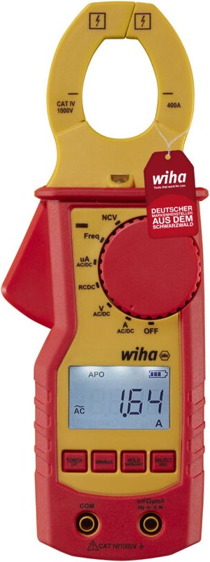 Wiha - Strommesszange bis 1.000 v ac, cat iv inkl. 2x AAA-Batterien i mit Taschenlampenfunktion i LCD-Anzeige (45219)