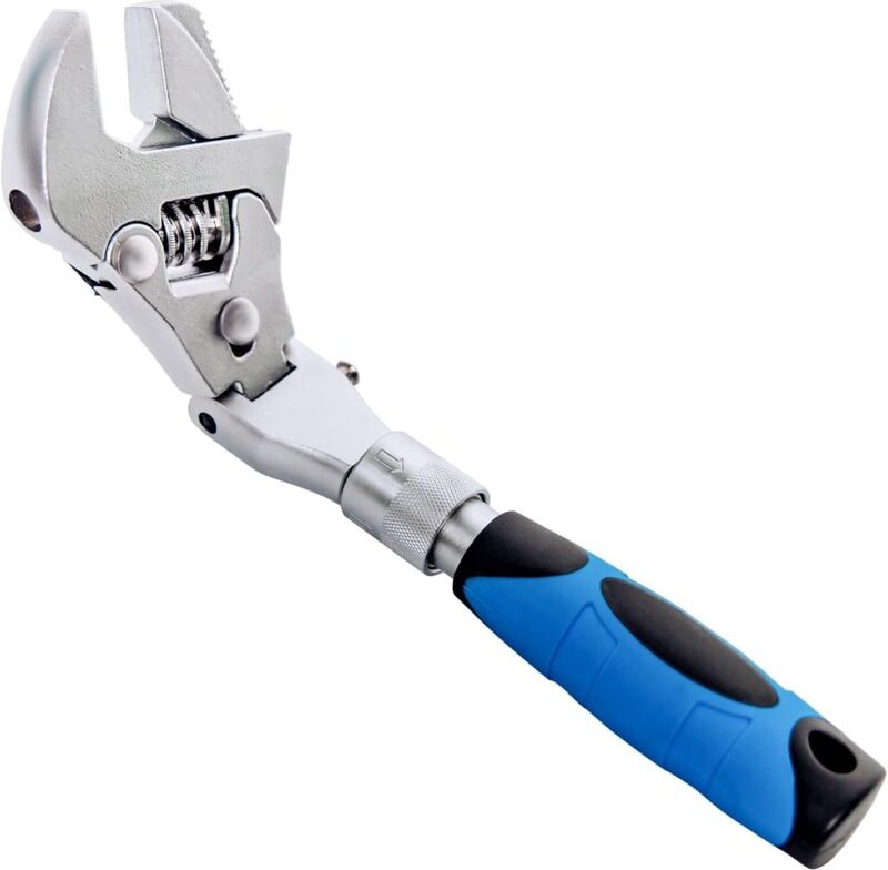 Verstellbarer Schraubenschlüssel (25–30 cm) mit Ratsche, Teleskopverlängerung und 180°-Schwenkkopf