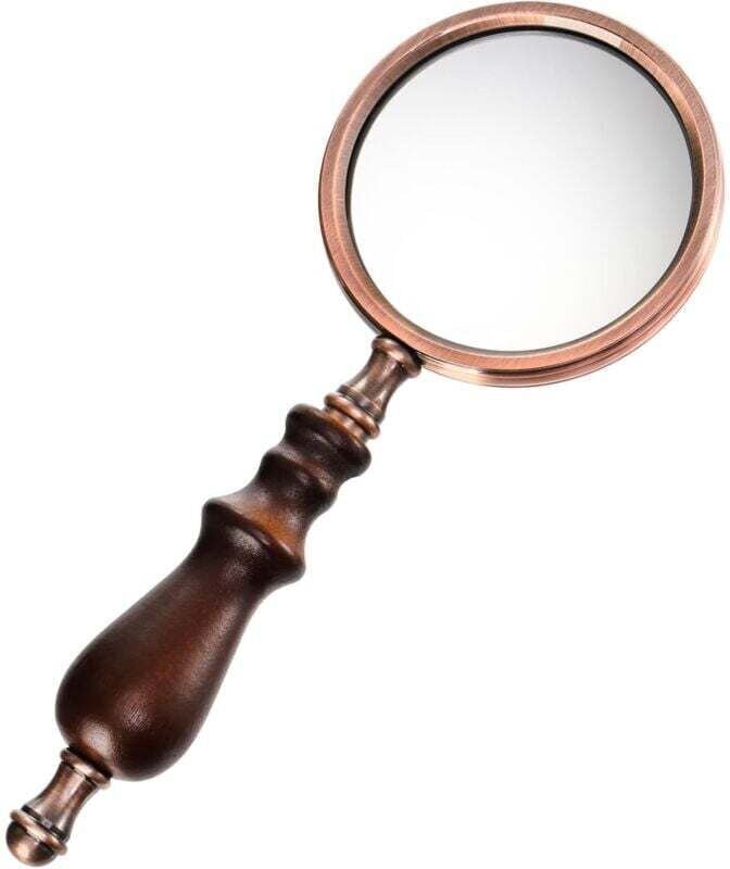 10-fache Taschenlupe mit abnehmbarem Holzgriff zum Lesen und Untersuchen, Lupe aus Zinklegierung, hohe Vergrößerung für ...
