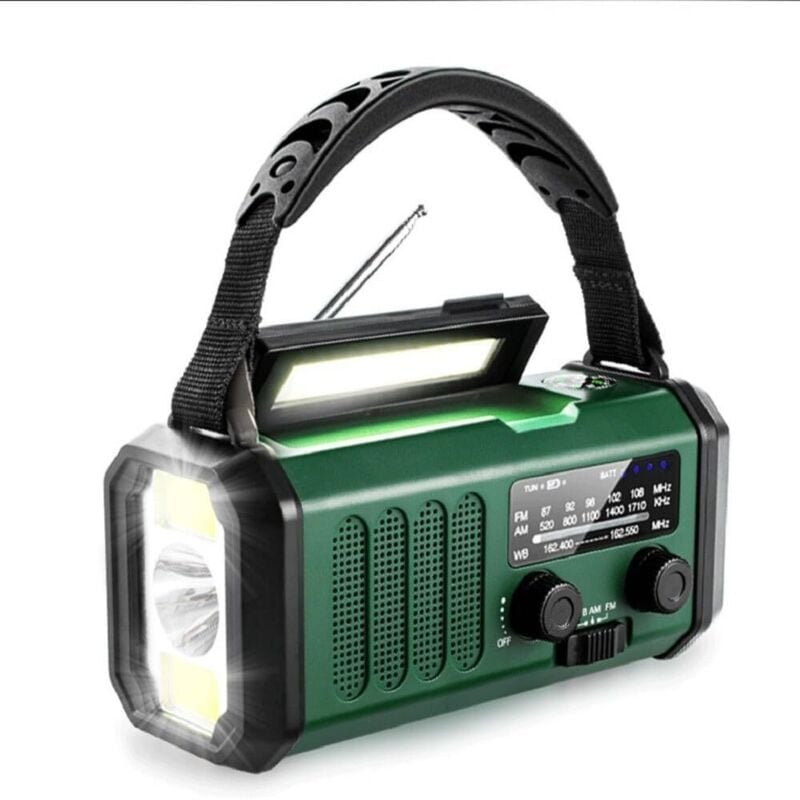 Universelles 20.000 mAh Handkurbel-Notfallradio mit Wetterfunktion, solarbetrieben, AM/FM, mit Taschenlampe und USB-Lade...