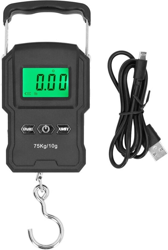 Fischwaage mit hintergrundbeleuchtetem LCD-Display, USB-aufladbar, tragbar, multifunktionale Expresswaage für die Küche,...