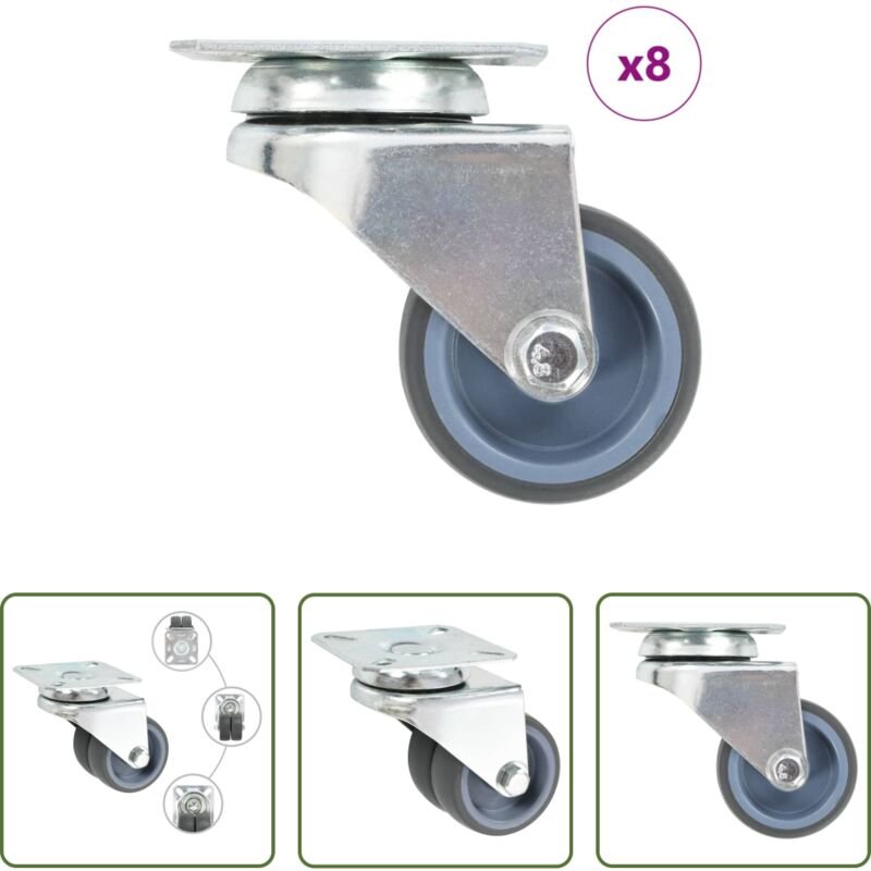 Lenkrolle 50 mm - 8 Stk. Lenkrollen mit Zwillingsrad 50 mm