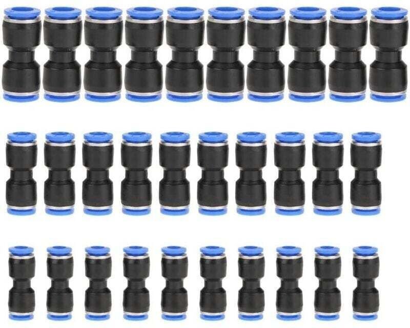 30 Stück gerade pneumatische Verbinder, Schnellkupplungen aus Kunststoff für 6 mm, 8 mm und 10 mm Schläuche