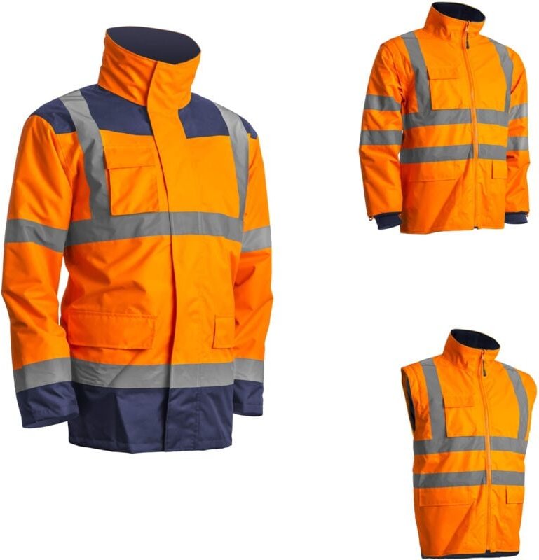 Mehrschichtiger wasserdichter Hochsichtbarkeits-Arbeitsparka KANATA - Neonorange L - 48/50