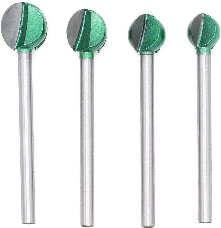 4-teilige Fräserblätter aus Wolframstahl, Fräser mit runder Unterseite, 6-mm-Schaft