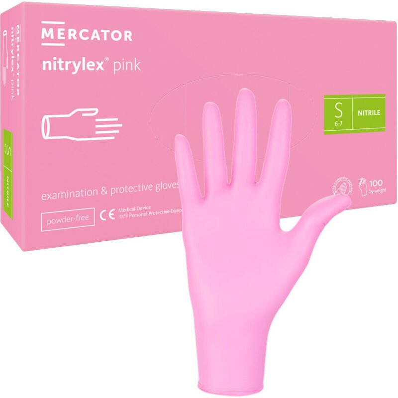 Mercator Nitrylex Pink Nitrilhandschuhe Größe S, 100 Stück