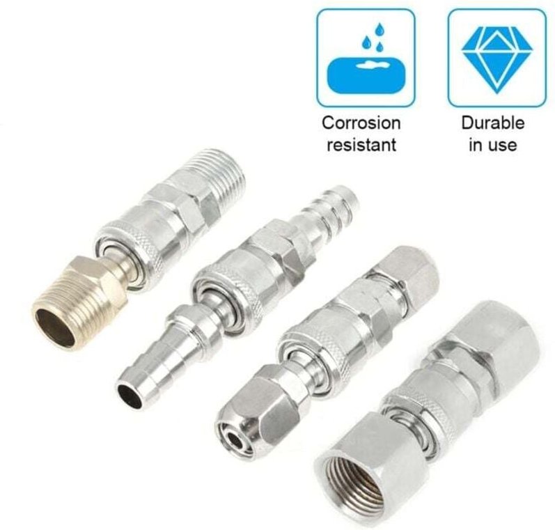 Druckluft-Schlauchverbinder, 8-teiliges Set mit 1/2"-BSP-Außengewinde-Schnellkupplungen, bestehend aus 8 x 12 mm Schnell...