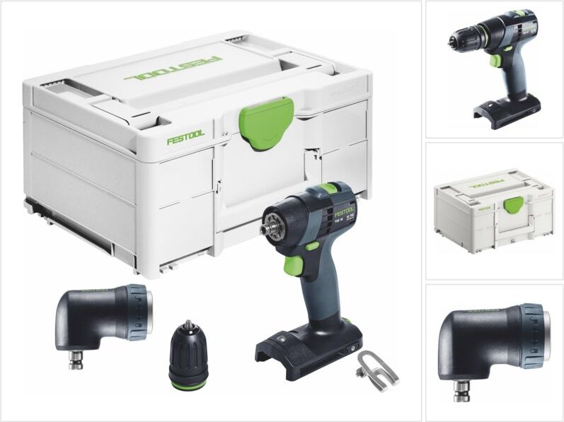 Txs 18-Basic Akku Bohrschrauber 18 v 40 Nm Brushless + Winkelvorsatz + Systainer - ohne Akku, ohne Ladegerät - Festool