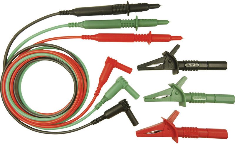 CIH29916 Sicherheits-Messleitungs-Set Stecker 4 mm Prüfspitze 1.50 m Grün, Rot, Schwarz 1 St. - Cliff