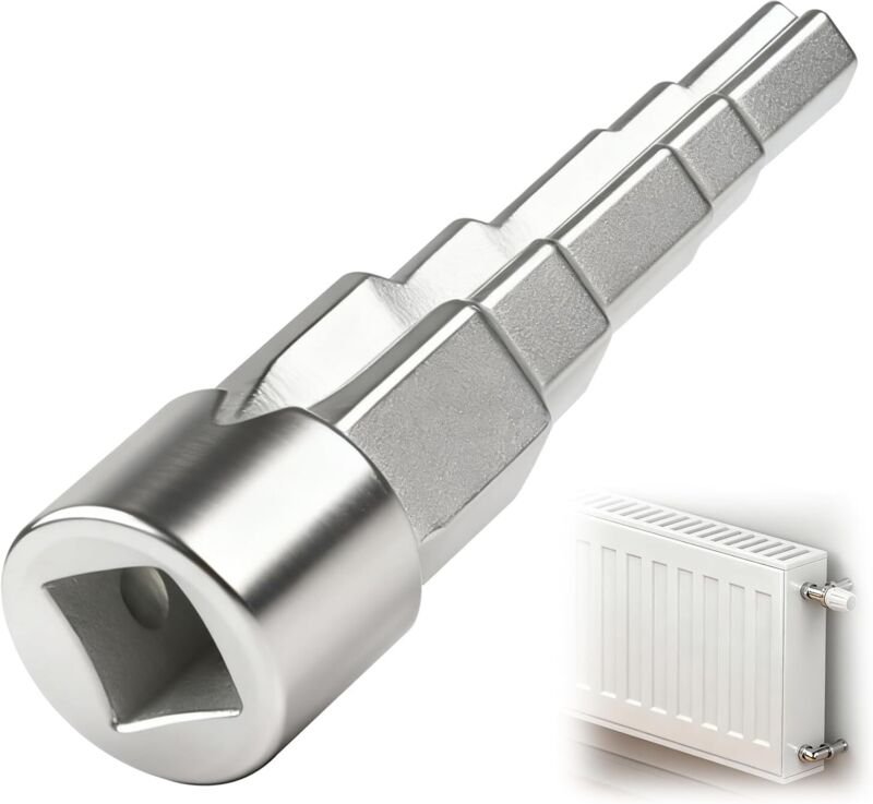 Universeller Stufenheizkörperschlüssel für Sanitärinstallationen, 5-stufiger Heizkörperschlüssel mit 1/2"-Vierkantaufnah...