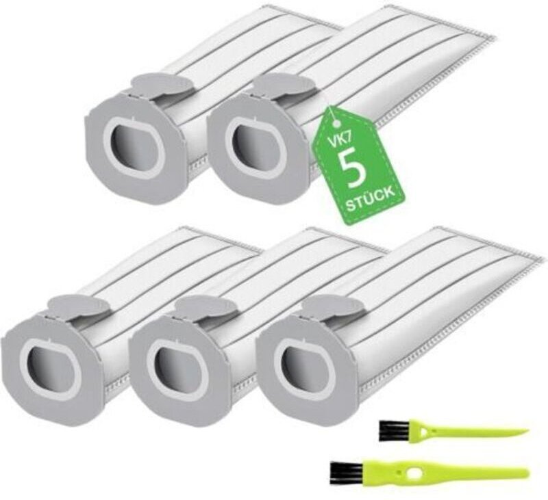 Packung mit 5 kompatiblen Beuteln für Folletto VK7S VK7 FP7S FP7, Ersatzfilterbeutel für Kobold VK7 Filterbeutelzubehör ...