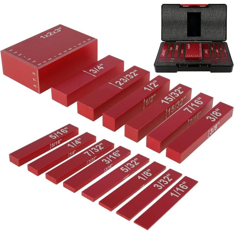 Satz mit 15 Präzisions-Unterlegscheiben aus Aluminiumlegierung zur Höhenverstellung, mit Etui, für Oberfräse und Kreissä...