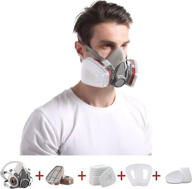 15-in-1-Schutzmaske, Malermaske, wiederverwendbar mit Staubfilter, Atemschutzmaske mit Filter für Sprühen, Lackieren, Ba...