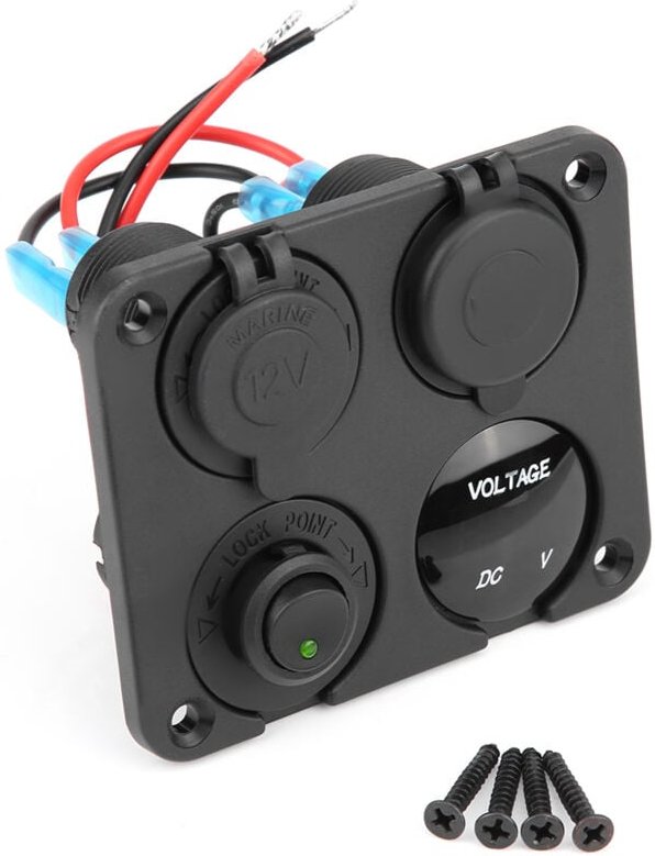 Wippschalterfeld, 4-fach Ein/Aus-Wippschalterfeld, Doppel-USB-Ladegerät, Zigarettenanzünderbuchse, Voltmeter, Schalterfe...