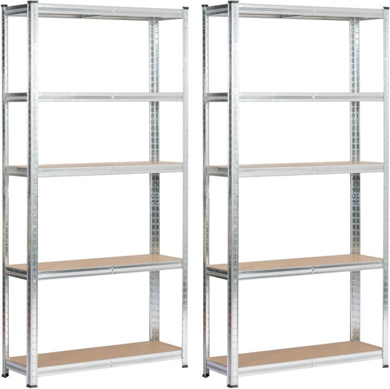 2er Set Schwerlastregal Silber galvanisiert 90 cm 10 Regalböden B90xH30xT180 cm