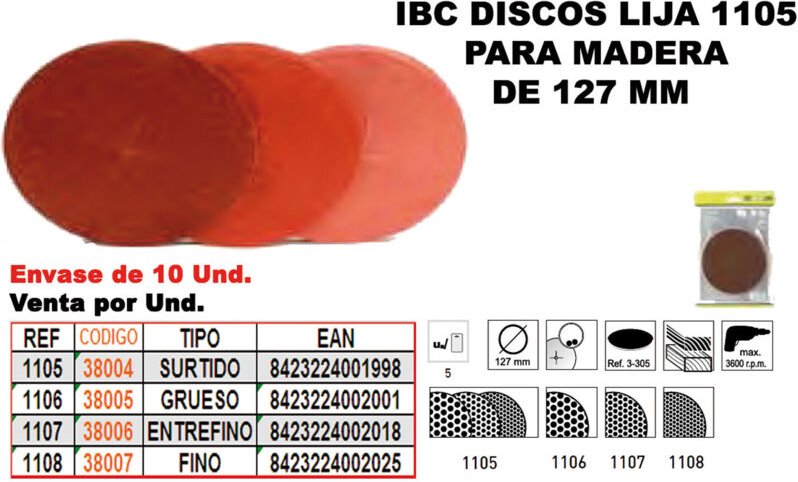 IBC 5 sortierte 127 mm Holzschleifscheiben