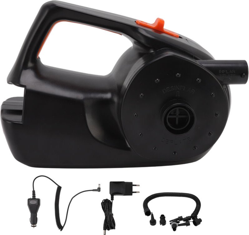 Elektrische Luftpumpe 80W mit 12V-Autoladegerät (EU-Stecker 100-240V) für Schlauchboote