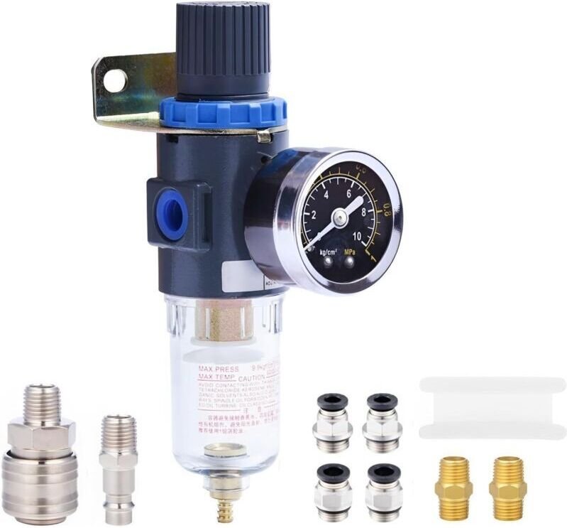 Druckluft-Wasserabscheider, Druckminderer für Kompressor, 1/4''-Filter mit Schnellkupplung.