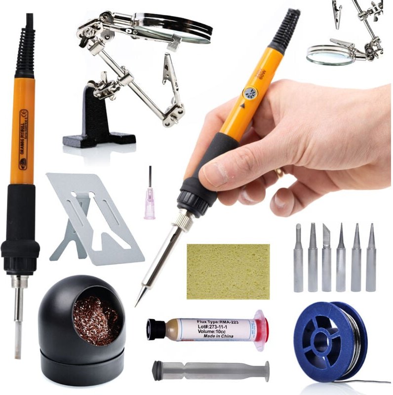 Rosfix Set OP60W PE9 – Lötstation mit LCD & Temperaturregelung 180–500 °C 60 W, 220 V, ESD-Schutz 14-in-1 Zubehör Präzis...