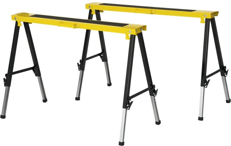 2er-Set Sägepferd Arbeitsbock Unterstellbock Klappbar rutschfest Stahl Gelb Schwarz 100 x 49 x 62-90 cm Belastbarkeit 10...
