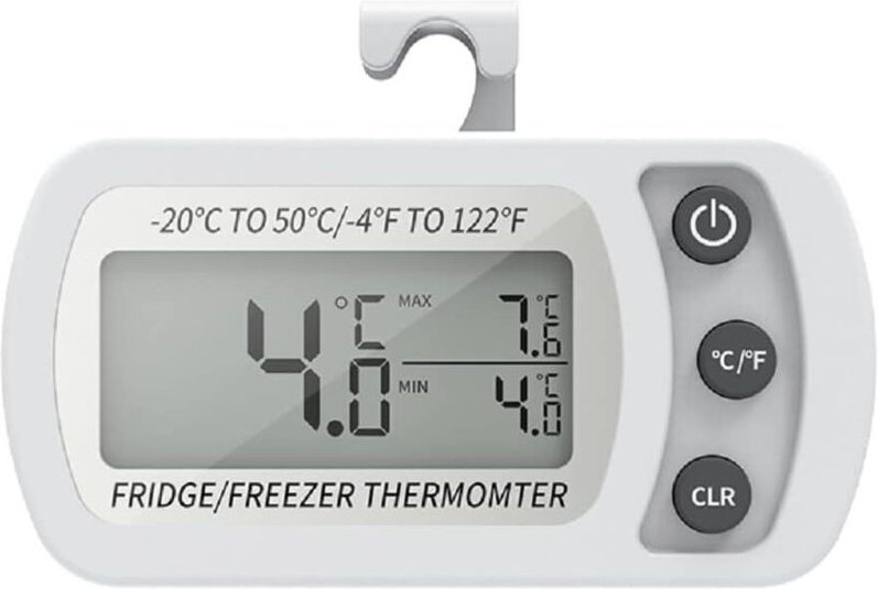 Digitales Thermometer für Kühlschrank, Wasserdichtungsthermometer für Gefrierschrank mit Haken, ACL -Display einfach zu ...