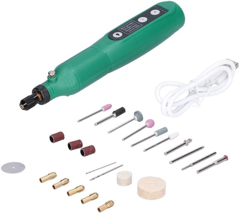 Mini-Elektro-Rotationswerkzeug-Set, Mini-Elektroschleifer-Set, Mini-Elektrobohrmaschine mit Griff, Schleifstift, Gravier...