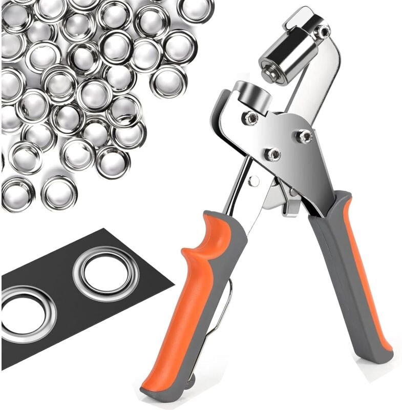 Ösenzange für Planen und Stoffe – Professionelle Ösenzange mit 500 Ösen (Ø 10 mm), magnetischer Ösenstanzer aus Kohlenst...
