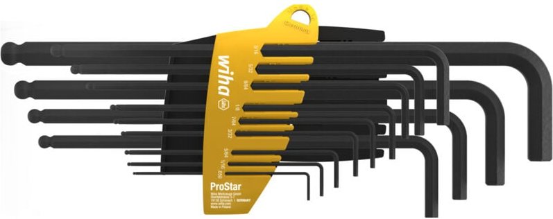 Stiftschlüssel Set mit ProStar Halter i Sechskant-Kugelkopf i 13-teilig i Schwarzoxidiert i speziell für Zoll-Ausführung...