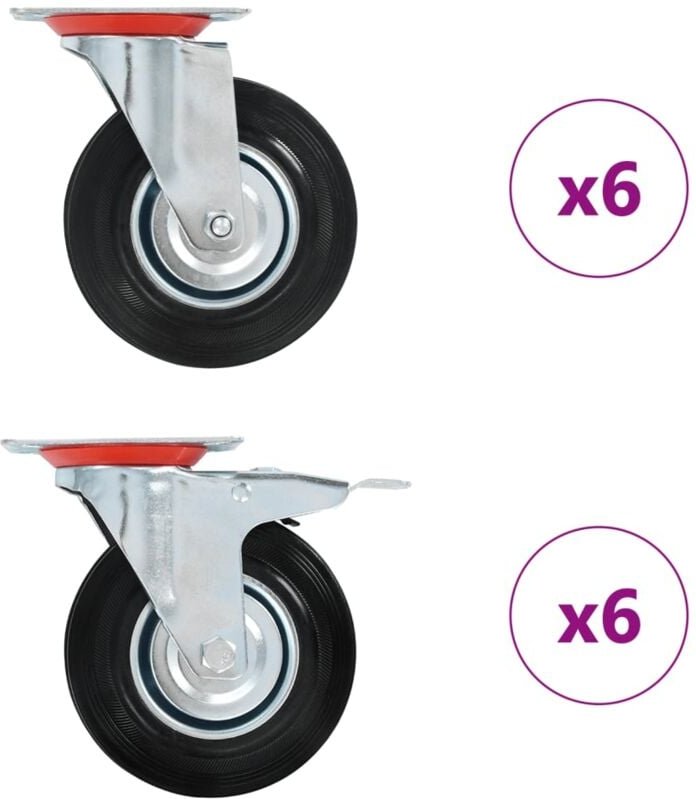 12 Stk. Lenkrollen 125 mm Vidaxl