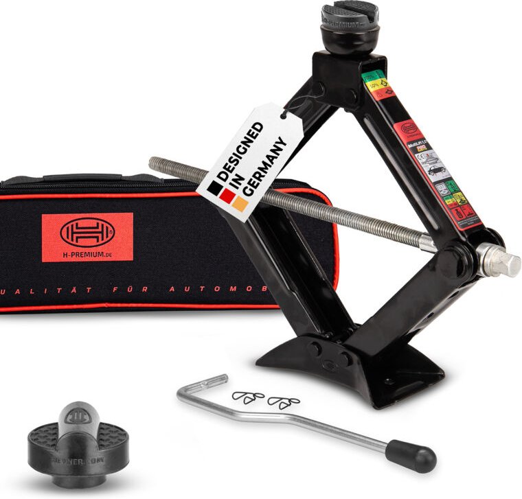 HEYNER® Wagenheber Scherenwagenheber 1,5t Set Gummiauflage für Audi, 360° drehbar, TÜV Rheinland zertifiziert, GS geprüf...