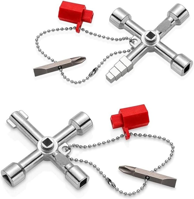 4-Wege-Schraubenschlüssel, 2 Stück Universalschlüssel, Dreieck-Vierkantschlüssel, Schraubenschlüssel aus Zinklegierung,