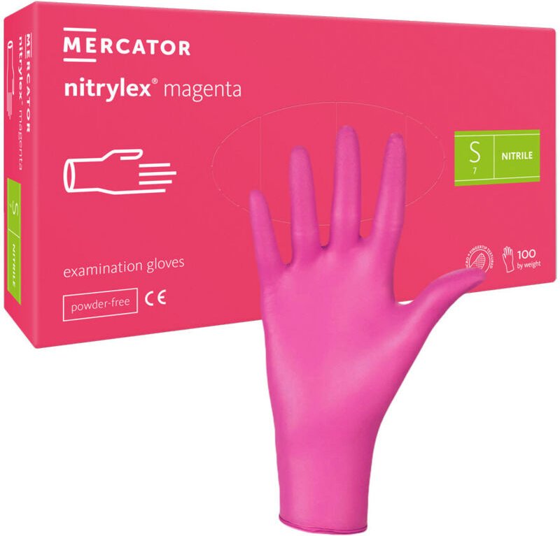Nitrilhandschuhe Größe S, rosa, Mercator Nitrylex Magenta, 100 Stück