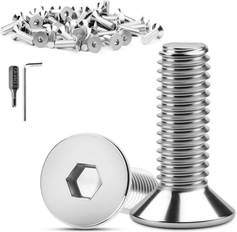 80 Stück Edelstahlschrauben M4 x 25 mm Senkkopf DIN 7991 / ISO 10642 304 Edelstahl Senkkopf-Innensechskantschrauben Inne...