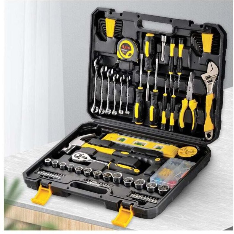 CHOYCLIT 108-teiliges Werkzeugset, komplette Werkzeugkiste mit Schraubenschlüssel, Präzisions-Schraubendreher-Set, Hamme...
